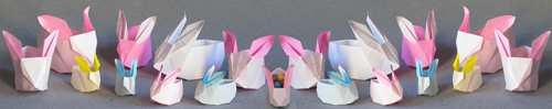 origami de coelho caixas