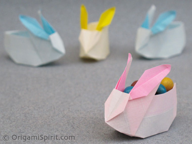 Origami box in the shape of a rabbit