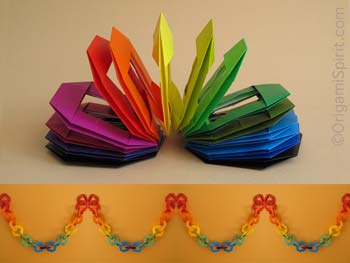 Origami spiral spring toy and decorative chain