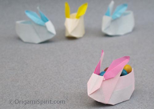 Origami box in the shape of a rabbit