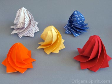 5 Different versions of an inflatavble origami windmill