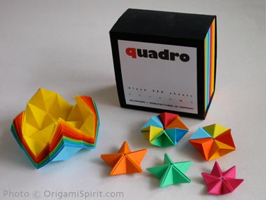 Origami modular Stars and box of paper from the museum of modern art