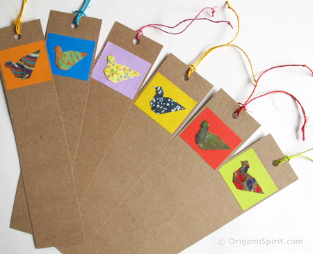 A bookmarks featuring origami birds