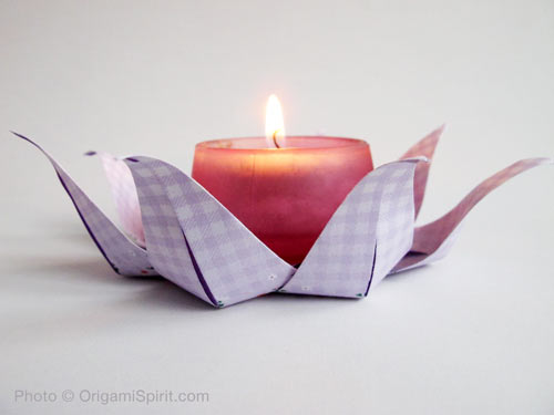 origami lily candle holder