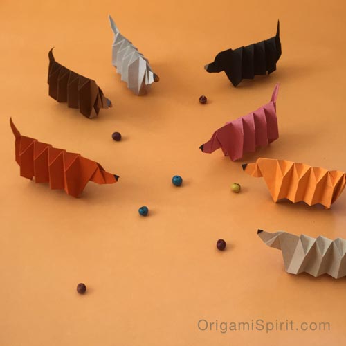 Origami Version of Slinky, a Dachshund Toy Dog!