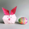 Pink Origami rabbit with Egg designed by Leyla Torres - presented by www.origamispirit.com
