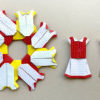 Origami Model of a red yellow white sun dress designed by Leyla Torres
