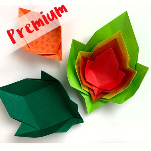 Premium content Fall Leaf Salver origami model designed by David Donahue presented by www.origamispirit.com