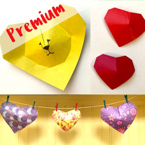 Origami Model of an Origami Puffy Heart and Lion Head, in paper, designed by Leyla Torres.