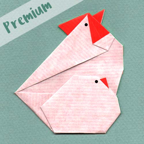 Chicken and Hen Origami Model designed by Leyla Torres