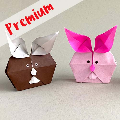 Pink Origami rabbit with Egg designed by Leyla Torres - presented by www.origamispirit.com