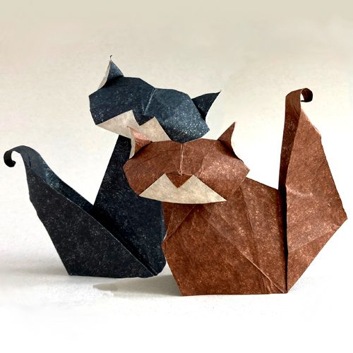 Origami Model of a Curly Tailed Cat designed by Leyla Torres.