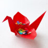 An origami model of a "Blossom Crane" designed by Leyla Torres