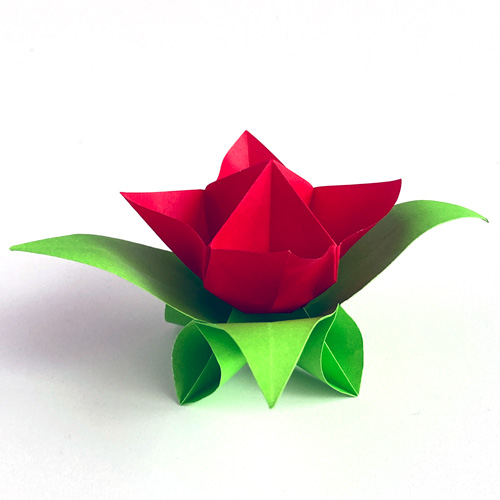An origami model of a Crocus flower designed by Leyla Torres