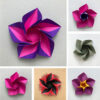 An origami model of a petunia flower designed by Leyla Torres