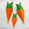 An origami model titled "Carrot" designed by Leyla Torres