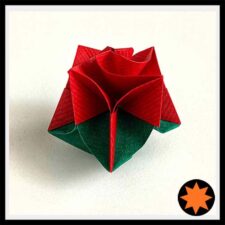 An Origami model titled "Dawn Rose" designed by Leyla Torres