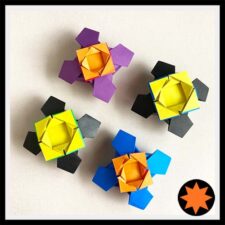 An Origami model titled "Eternal Flame Container -Four Sides." A design of Leyla Torres.