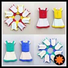Origami Model of a red yellow white sun dress designed by Leyla Torres