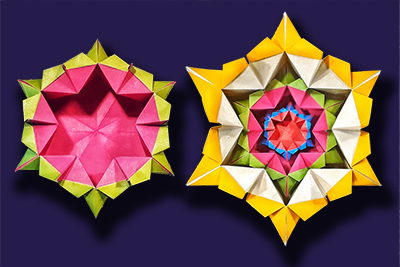 Modelo de origami de una caja hexagonal diseñado por Himanshu Agrawal