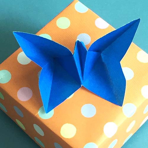 An Origami model titled "Butterfly." A design of Evi Binzinger.