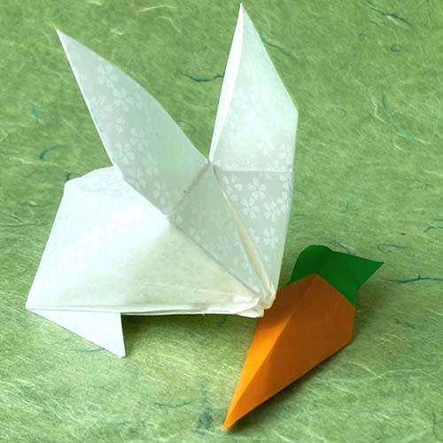 An Origami model titled "Origami Inflatable Rabbit" A model design of Robert Neale.